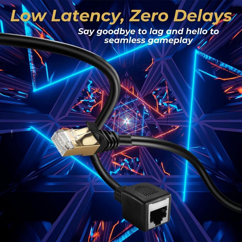 TNP Products TNP Ethernet Cable Extension Extender (10FT) - Cat7 Cat6 Cat5e Cat5 LAN RJ45 Female to Male Network Wiring Connector Plug Patch Wire - Ethernet Cord Extender for Router Modem Smart TV Computer Laptop - Image 3